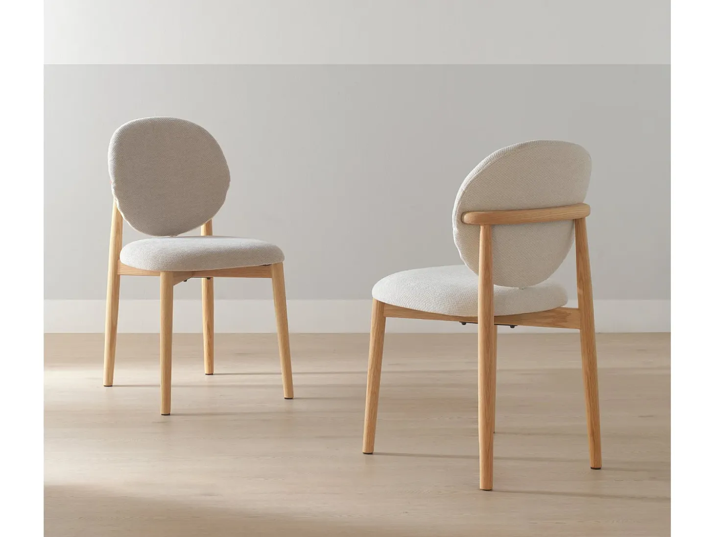 Pack 4 sillas madera de roble tapizado en beige