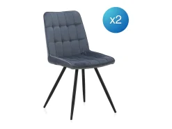Pack 2 sillas tapizadas azul patas metal negras