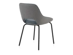 Pack 4 sillas tapizadas bicolor azul/gris patas metálicas negras