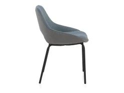 Pack 4 sillas tapizadas bicolor azul/gris patas metálicas negras