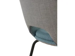 Pack 4 sillas tapizadas bicolor azul/gris patas metálicas negras