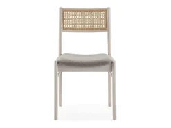 Pack 2 sillas Vilma Color Blanco Wash, Madera Maciza y ratán Natural
