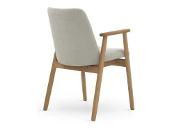 Pack 4 sillones con brazo de madera de roble natural tapizado en beig
