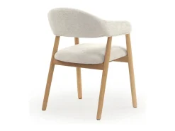 Pack 4 sillones madera de roble natural tapizado en blanco