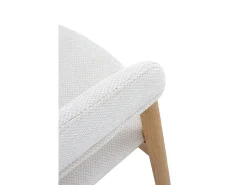 Pack 4 sillones madera de roble natural tapizado en blanco