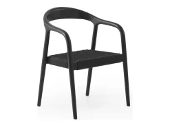 Pack 4 sillones negros madera de fresno con asiento trenzado