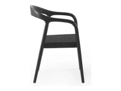 Pack 4 sillones negros madera de fresno con asiento trenzado