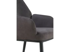 Pack 2 sillones tapizados en gris oscuro patas metálicas negras