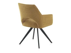 Pack 4 sillones tapizados giratorios mostaza con patas metálicas negras