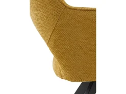 Pack 4 sillones tapizados giratorios mostaza con patas metálicas negras