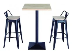 Pack 4 taburetes altos Tolix negro asiento roble Nordish 93x30x33 cm Adec