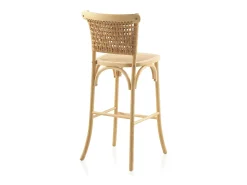 pack 2 taburetes madera de olmo con asiento y respaldo trenzado