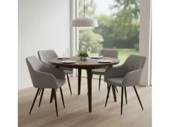Pack comedor Rombo estilo industrial gris y negro 4 sillas con reposabrazos