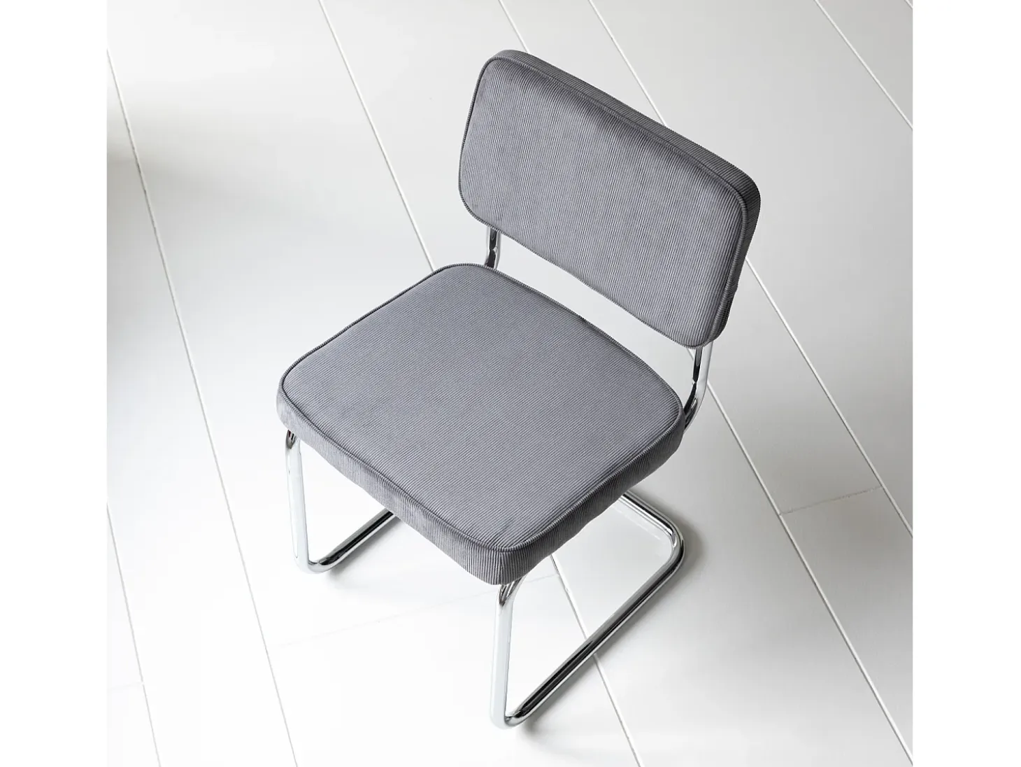 Pack de 2 sillas cantiléver de pana gris MARIA - HAPPY GARDEN