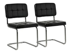 Pack de 2 sillas cantiléver de piel sintética negra MARIA - HAPPY GARDEN