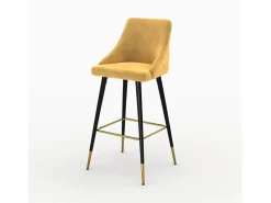Pack de 4 sillas de bar de terciopelo naranja y amarillo 78 cm - Aristote