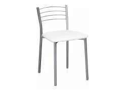Pack de 4 Sillas de Cocina – Metálicas en Acabado Gris y Blanco, Medidas: 40 cm x 41 cm x 63 cm