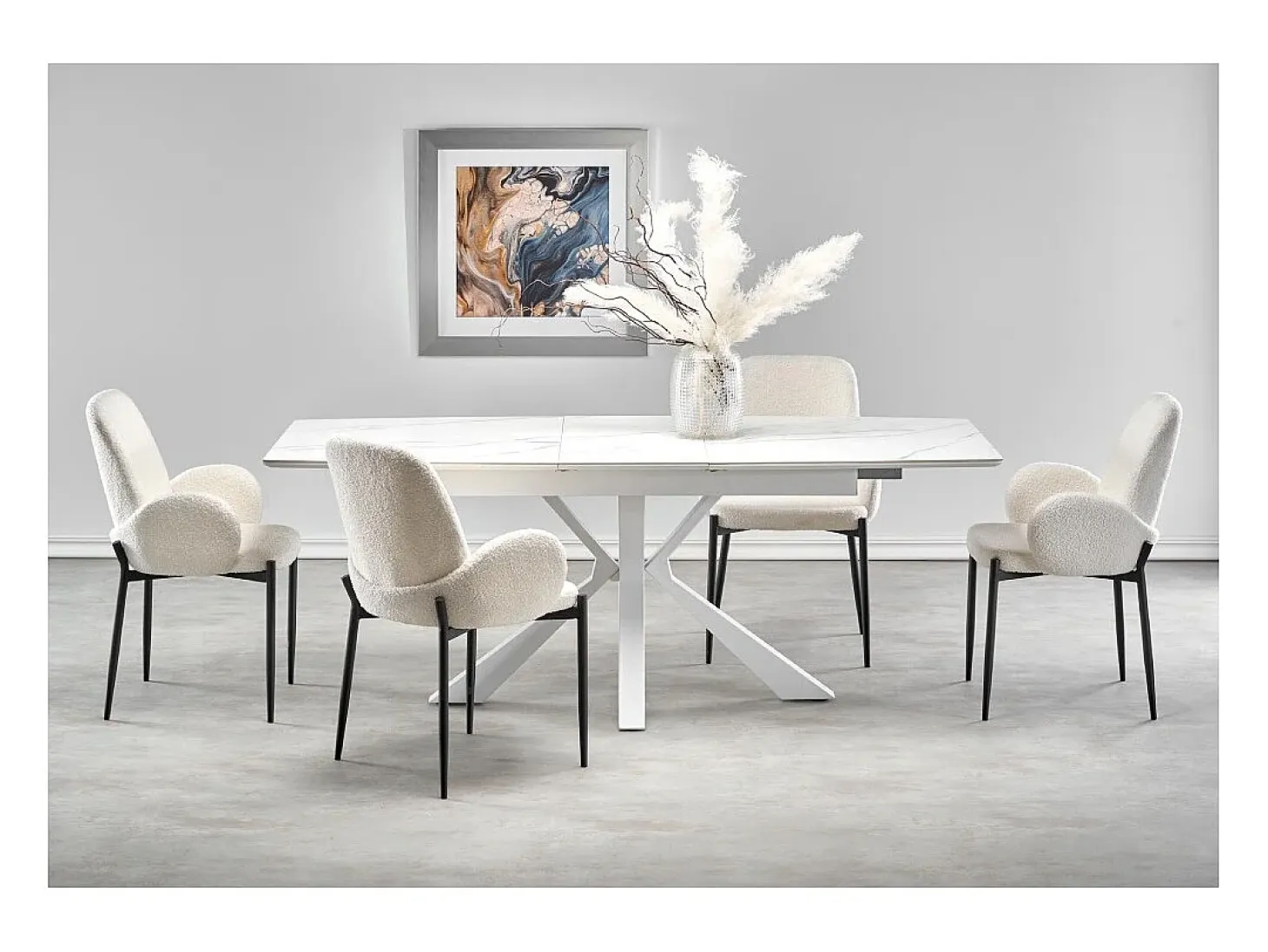 Pack de 2 sillas de comedor de 88x57x60 cm con tapizado borreguito en color blanco Cheryl