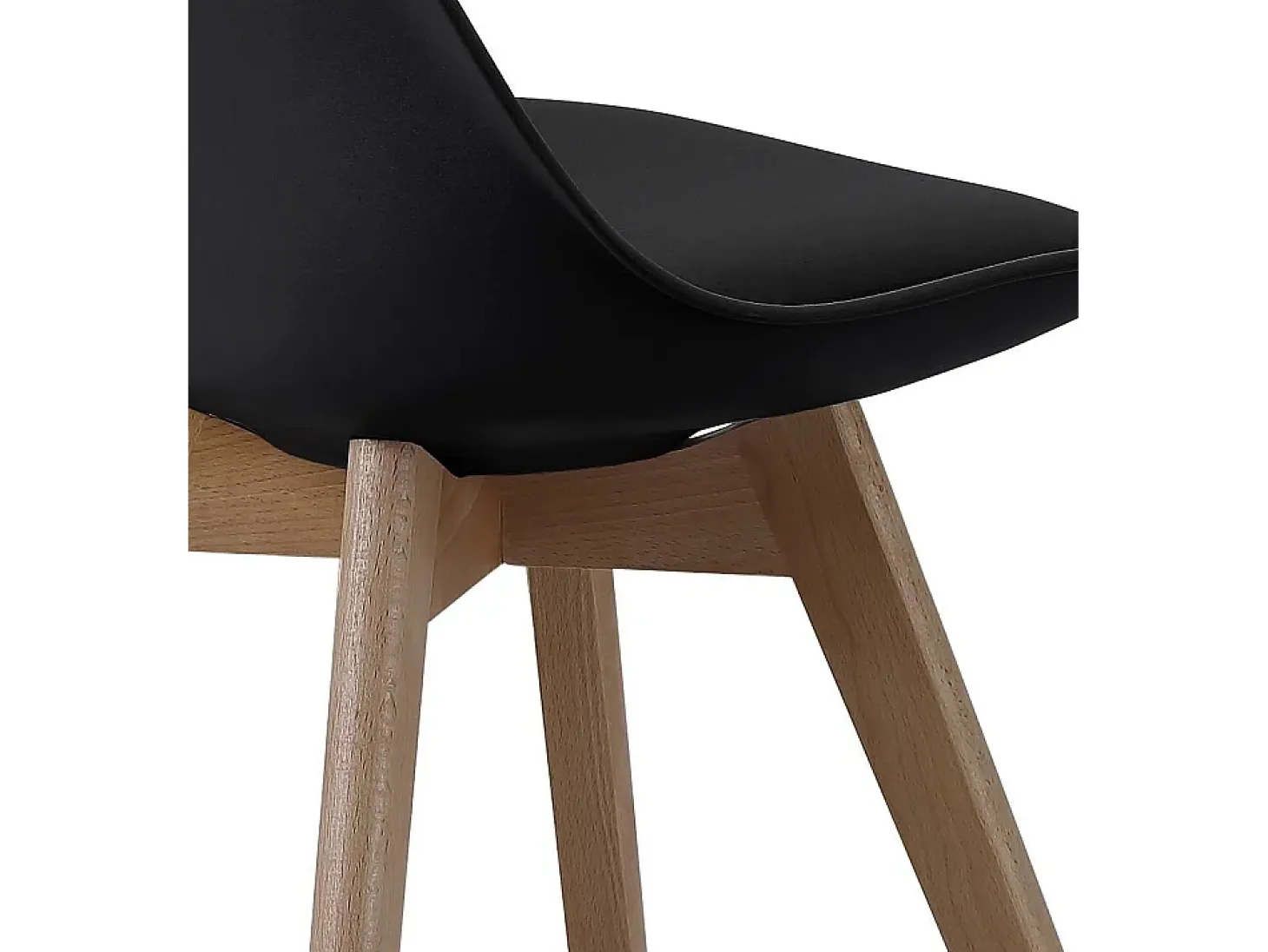Pack de 4 sillas de comedor, salón Tulipa silla nórdica asiento acolchado y patas madera en color negro