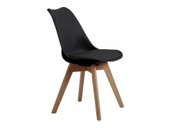Pack de 4 sillas de comedor, salón Tulipa silla nórdica asiento acolchado y patas madera en color negro
