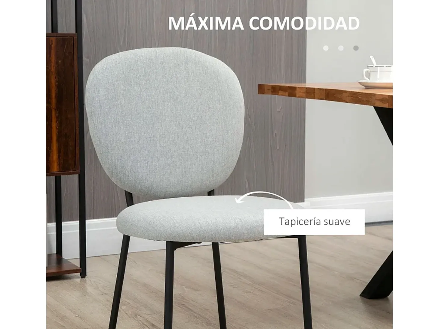 Pack de 2 sillas de comedor Gamma Homcom gris 82x46x59 cm