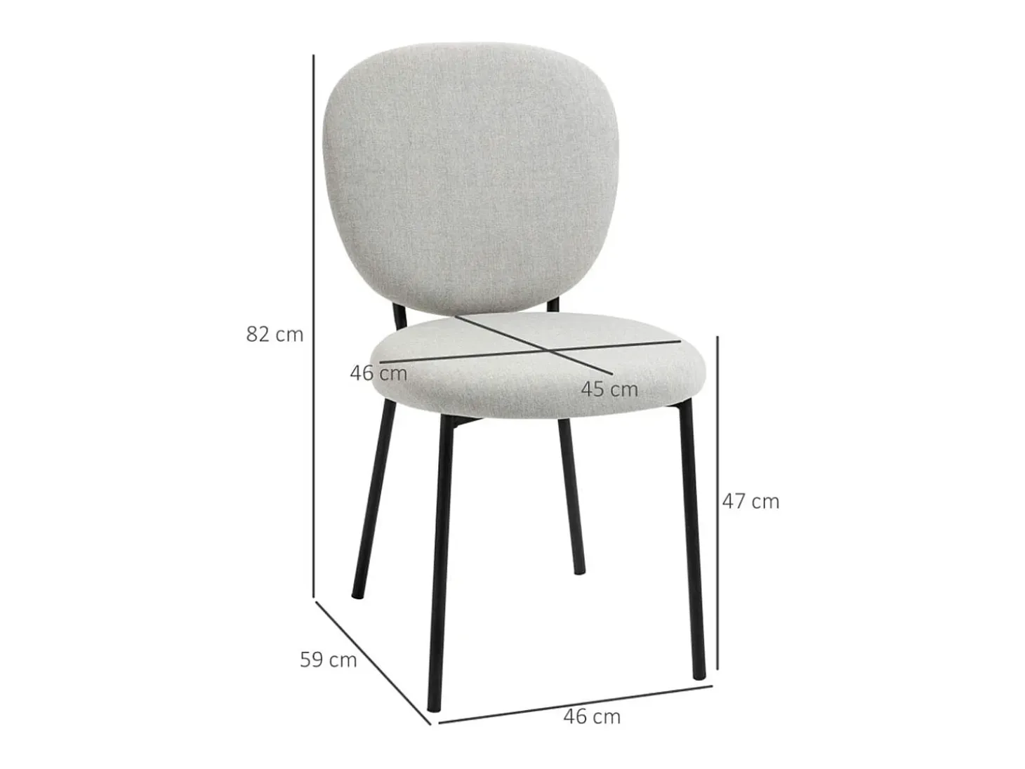 Pack de 2 sillas de comedor Gamma Homcom gris 82x46x59 cm
