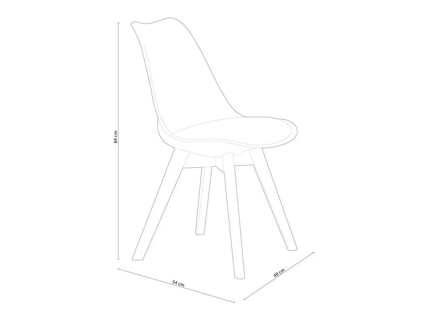 Pack de 4 sillas de comedor Bistro estilo nórdico negro Adec