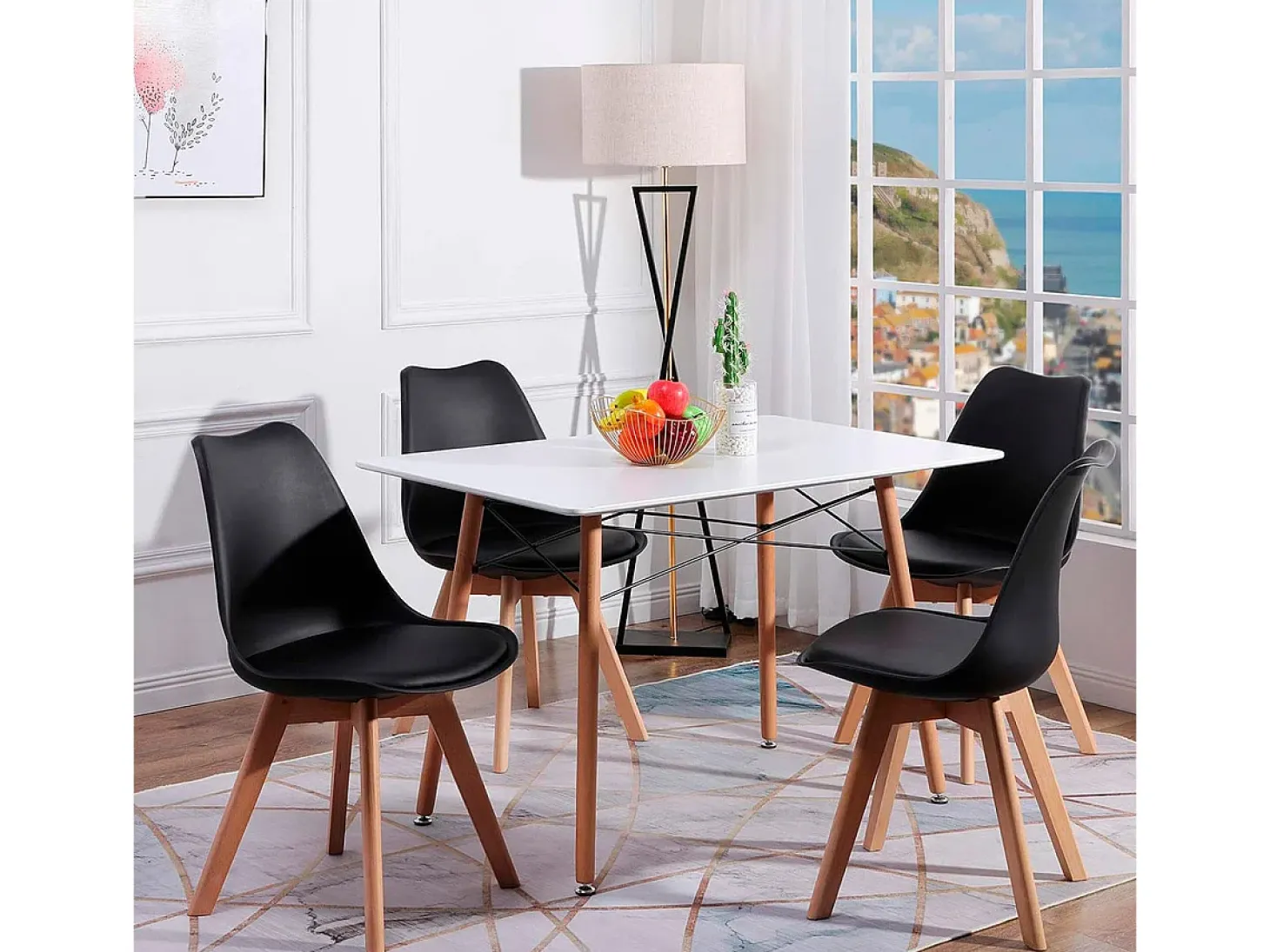 Pack de 4 sillas de comedor Bistro estilo nórdico negro Adec