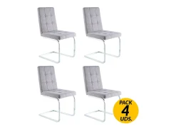 Pack de 4 sillas de comedor Vanity tejido gris Adec