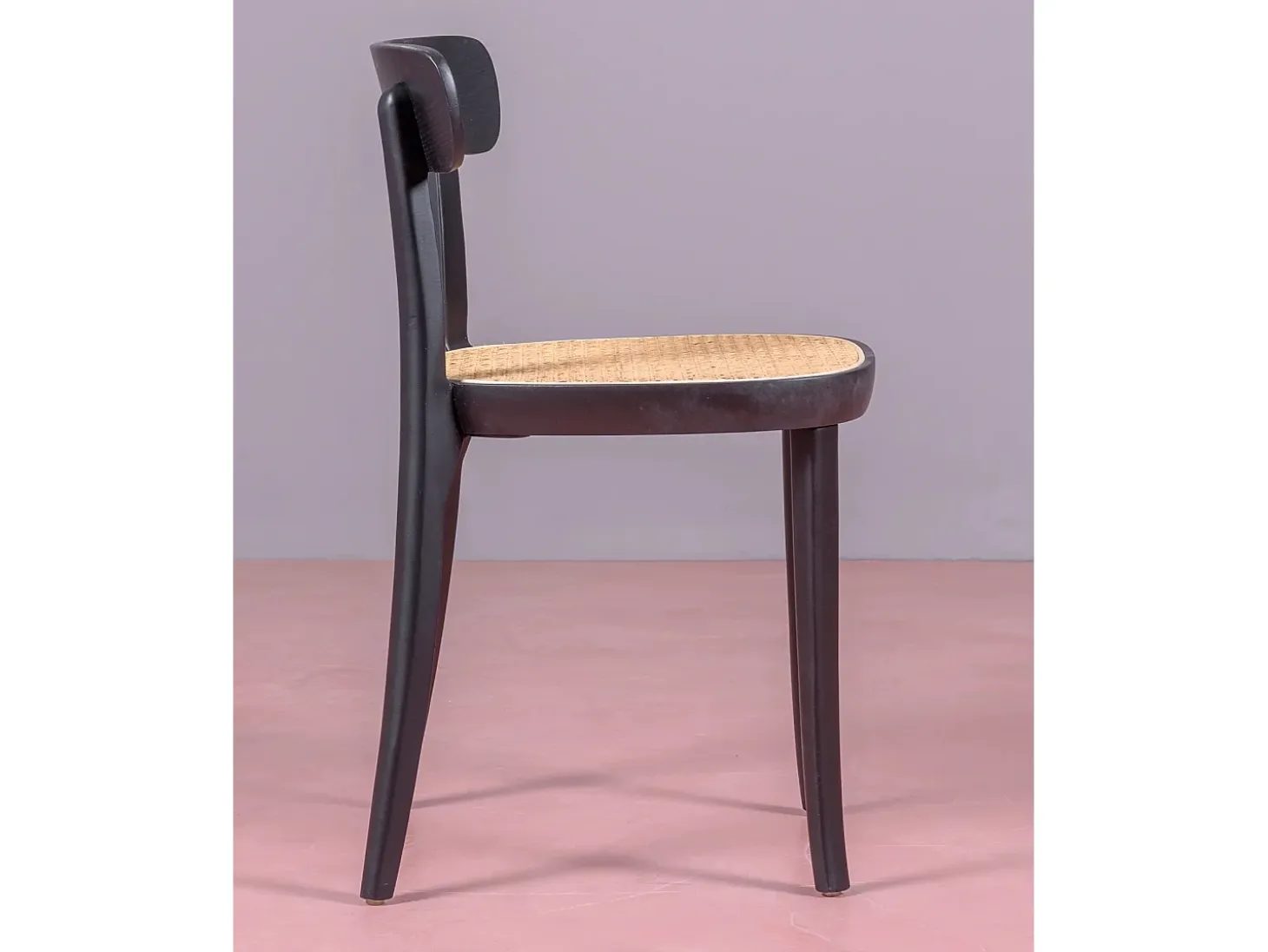 Pack de 2 sillas de madera con asiento de ratán natural - Tours - Negro