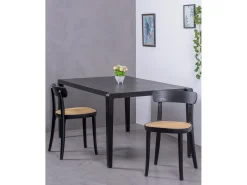 Pack de 2 sillas de madera con asiento de ratán natural - Tours - Negro