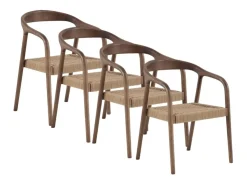 Pack de 4 sillas de madera de fresno color nogal