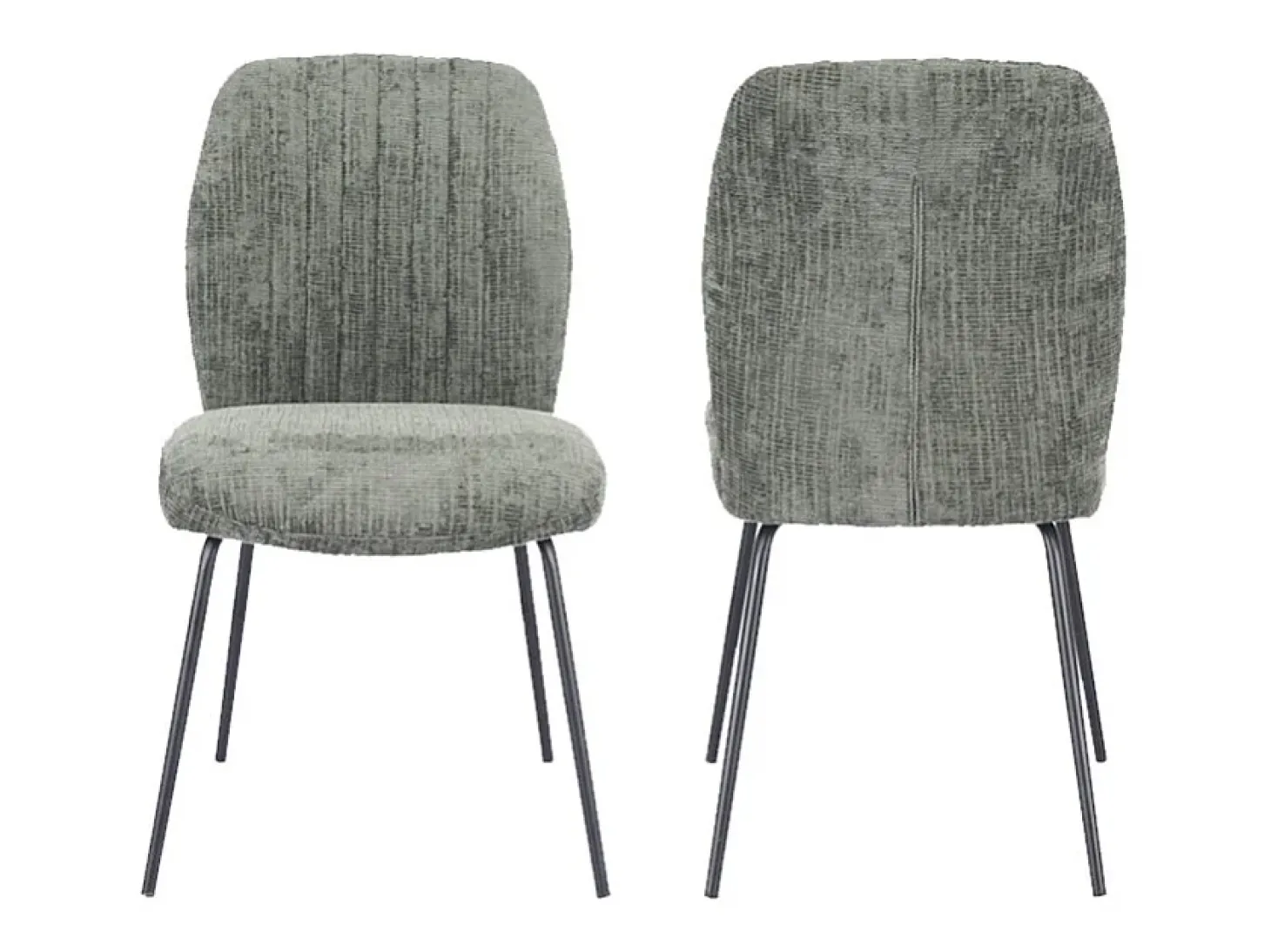 Pack de 2 sillas de 89x61x47 cm tapizadas en tela suave verde musgo y patas negras Nalon
