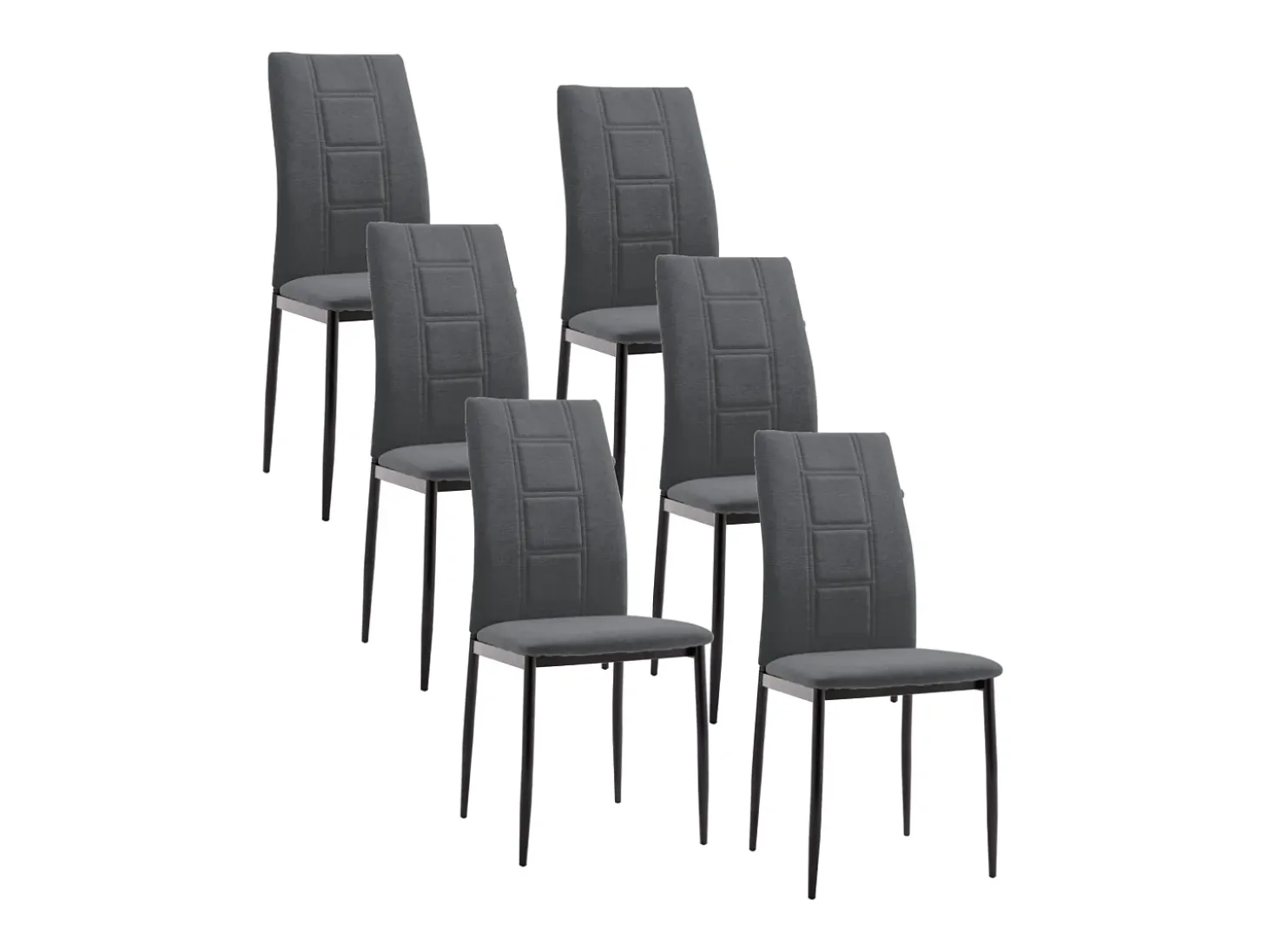 Pack de 6 sillas de 99x44x47 cm de tela en color gris y patas metálicas negras Elena