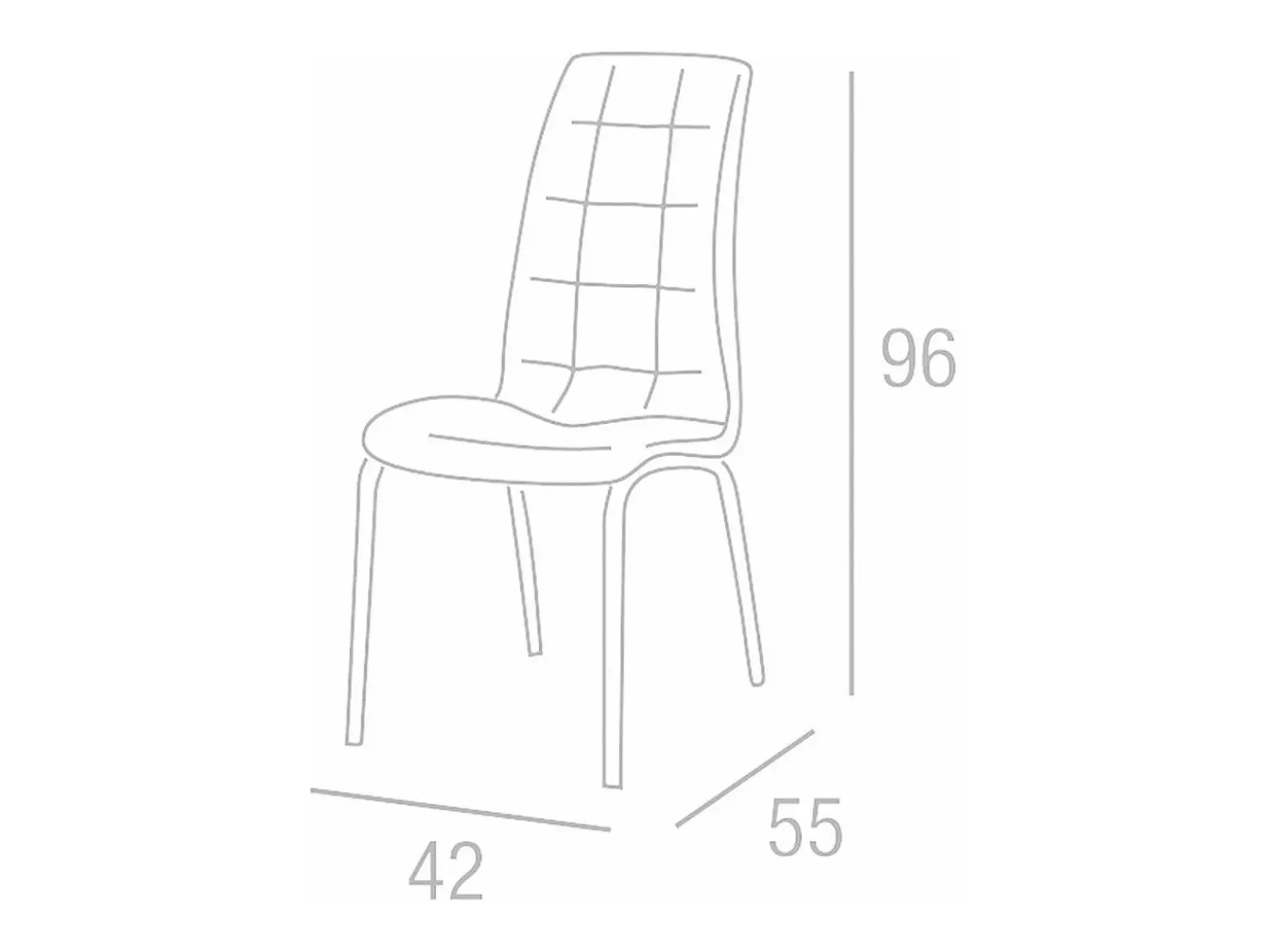 Pack de 4 sillas de 96x42x55 cm de tela con asiento ergonómico en color beige Mabel