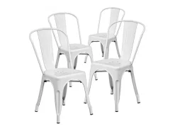 Pack de 4 sillas de 86x44x47cm de estilo industrial de metal en color blanco Tolix