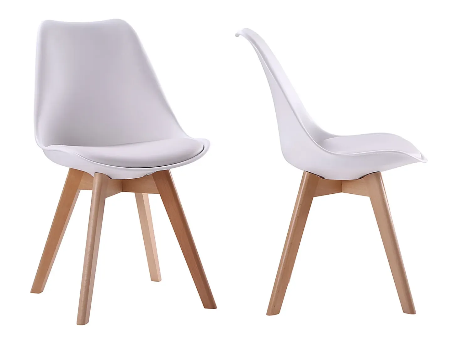 Pack de 2 sillas escandinavas NORA color blanco con cojín - HAPPY GARDEN