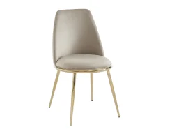 Pack de 6 sillas estilo art déco con carcasa de terciopelo y metal dorado - Beige - NEBINA