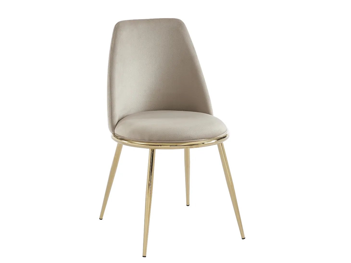 Pack de 6 sillas estilo art déco con carcasa de terciopelo y metal dorado - Beige - NEBINA