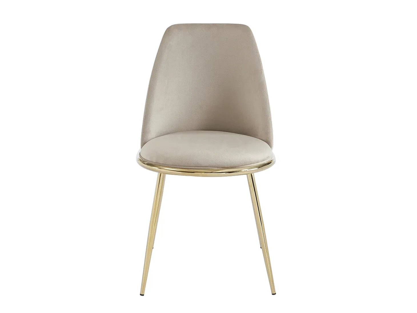Pack de 6 sillas estilo art déco con carcasa de terciopelo y metal dorado - Beige - NEBINA