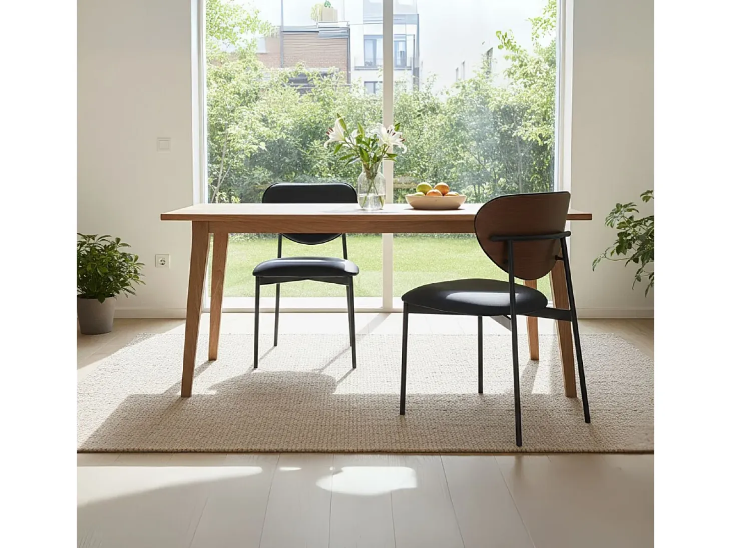 Pack de 2 sillas Eva respaldo curvado negro 85x52x47 cm Adec