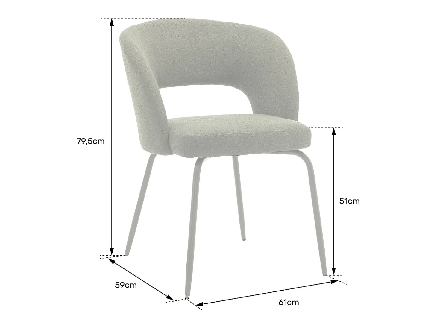 Pack de 2 sillas FLAVIA de tela de bucles beige - HAPPY GARDEN
