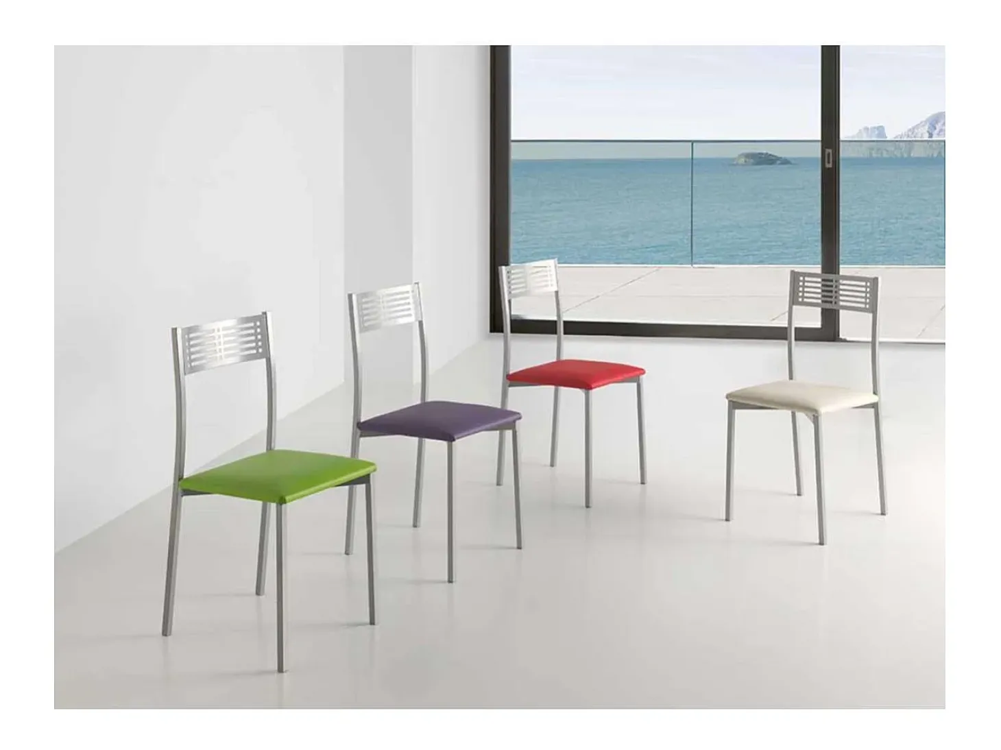 Pack de 4 sillas Laura en polipiel verde, 41 x 47 x 86 cm (largo x ancho x alto)
