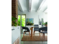 Pack de 4 sillas madera tapizadas en gris