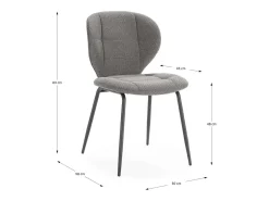 Pack de 2 sillas md-Belinda tapizado textil gris antracita, 83cm(alto) 50cm(ancho) 58cm(la