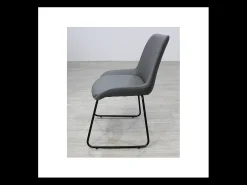 Pack de 4 sillas Md-Elise tapizadas en piel sintética gris, 85cm(alto) 53cm(ancho) 62cm(f