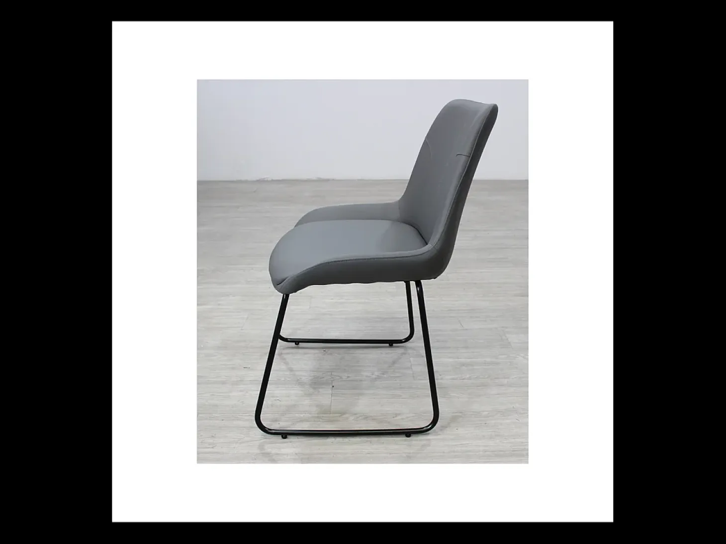 Pack de 4 sillas Md-Elise tapizadas en piel sintética gris, 85cm(alto) 53cm(ancho) 62cm(f