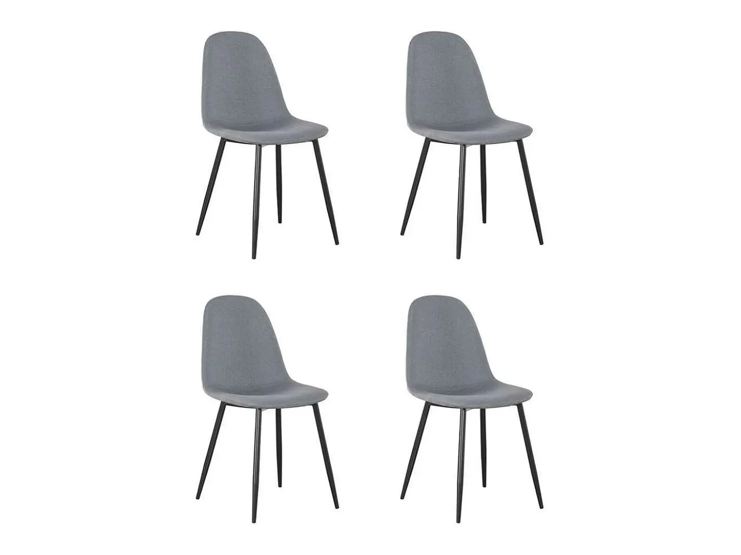 Pack de 4 sillas Md-Hamer tapizadas en textil 100% poliéster gris, 88cm(alto) 54.5cm(anch