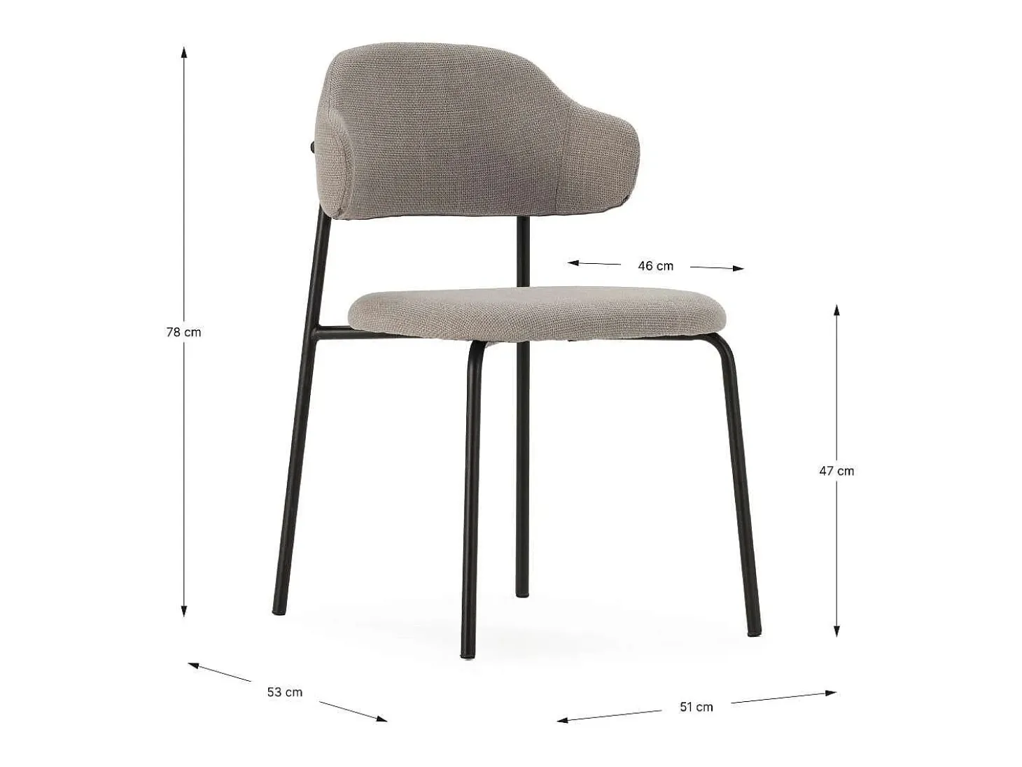 Pack de 4 sillas md-Joel tapizado textil taupe, 78cm(alto) 51cm(ancho) 53cm(largo)
