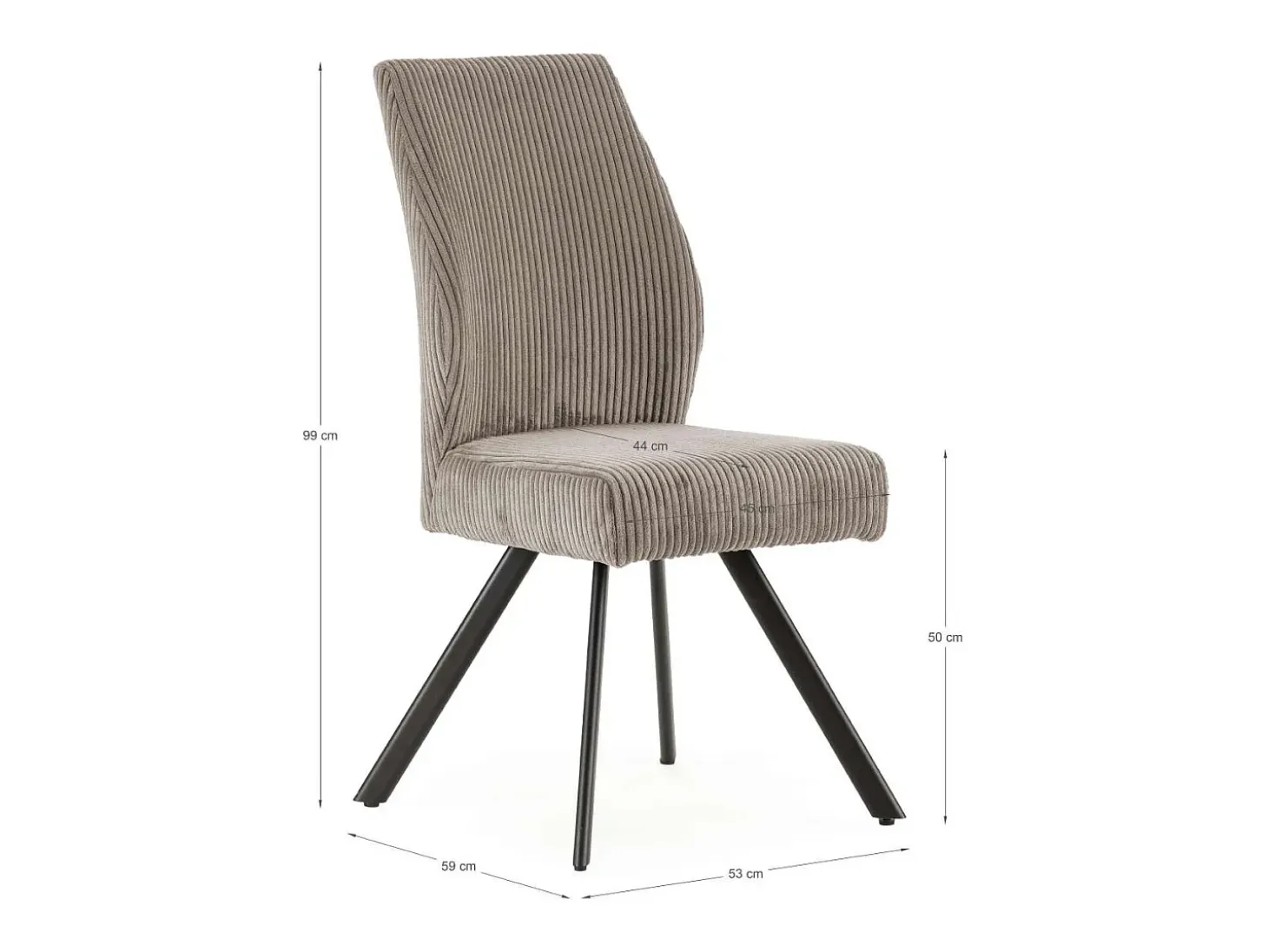 Pack de 2 sillas md-Pau tapizado textil gris claro, 98cm(alto) 45cm(ancho) 60cm(largo)